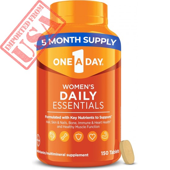 One-A-Day Multivitamin for Women Daily Essentials, Vitamins for Women to Support Hair, Skin & Nails, Immune Health, Multivitamin for Women with Zinc, Folic Acid & B Vitamins, 150 Count