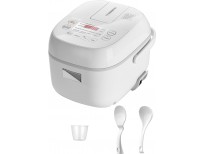 Toshiba Mini Rice Cooker, 3 Cups Uncooked Small Rice Cooker, Steamer & Warmer, With Fuzzy Logic And One-Touch Cooking, 24 Hour Delay Timer And Auto Keep Warm Feature, White