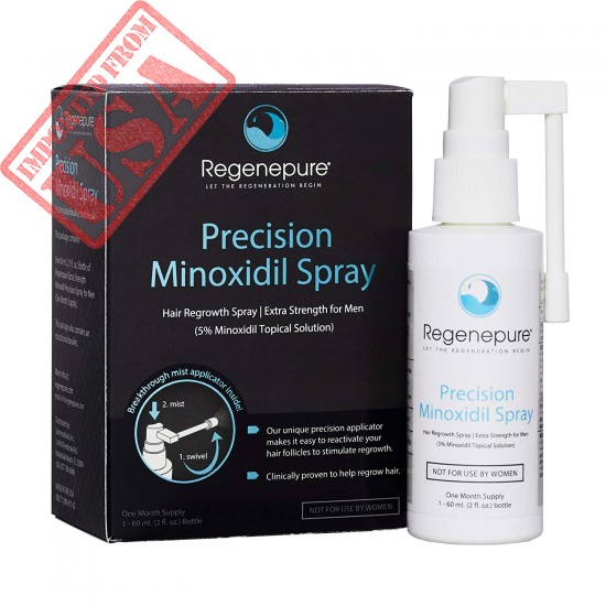 Regenepure, Precision Minoxidil Spray for Men, 5% Minoxidil Hair Growth Treatment, 2 oz
