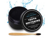 Activated Charcoal Teeth Whitening Powder Natural Coconut Teeth Whitener 1.05oz with Bamboo Brush by Nimiah