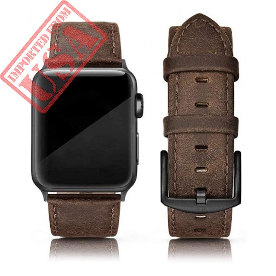 SWEES Leather Band Compatible for Apple Watch 42mm 44mm 45mm, Genuine Leather Replacement Wristband Strap Compatible iWatch Series 7 6 5 4 3 2 1 SE Sports & Edition Men