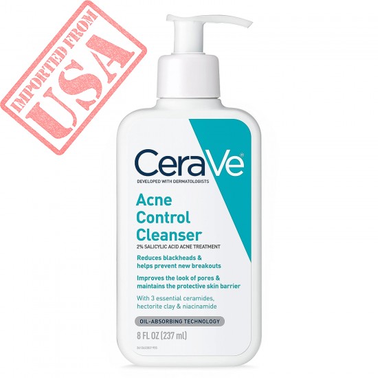 CeraVe Face Wash Acne Treatment | 2% Salicylic Acid Cleanser with Purifying Clay for Oily Skin