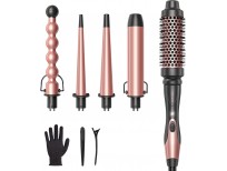Wavytalk 5 in 1 Curling Iron,Curling Wand Set with Curling Brush and 4 Interchangeable Ceramic Curling Wand