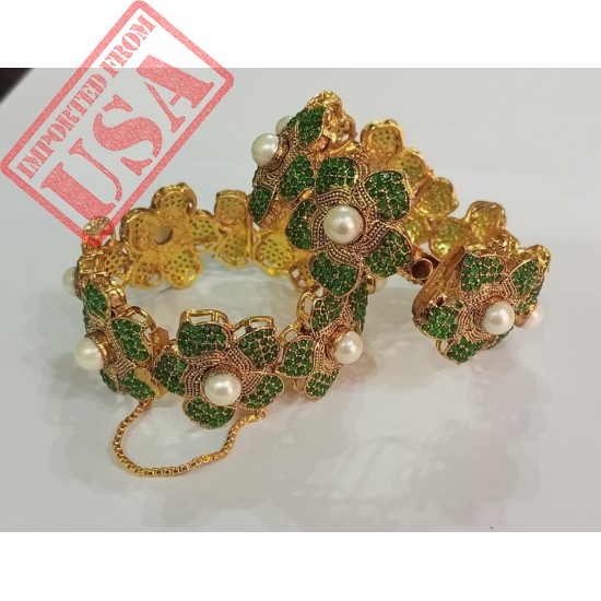 24K Gold Plated Handmade Emerald bangles