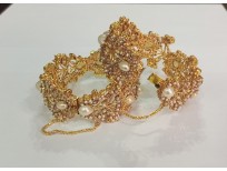 24K Gold Plated Handmade White Pearls bangles