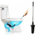 HOMEGOAL Toilet Plunger, Piston Type Toilet Clog Remover,Flexible Rubber Head Stainless Steel Handle,Toilet Dredge Pipe for Clogged Siphon Toilet(Black)