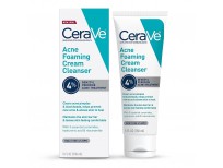 CeraVe Acne Foaming Cream Cleanser | Acne Treatment Face Wash with 4% Benzoyl Peroxide, Hyaluronic Acid, and Niacinamide | Cream to Foam Formula | Fragrance Free & Non Comedogenic | 5 Oz