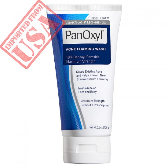 PanOxyl Acne Foaming Wash Benzoyl Peroxide 10% Maximum Strength Antimicrobial, 5.5 Oz