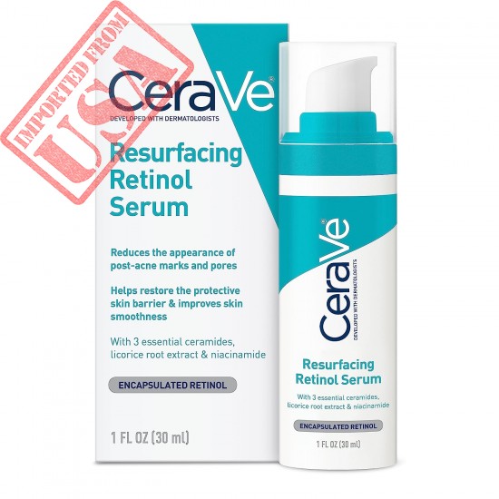 CeraVe Retinol Serum for Post-Acne Marks and Skin Texture | Pore Refining, Resurfacing, Brightening Facial Serum with Retinol and Niacinamide | Fragrance Free, Paraben Free & Non-Comedogenic| 1 Oz