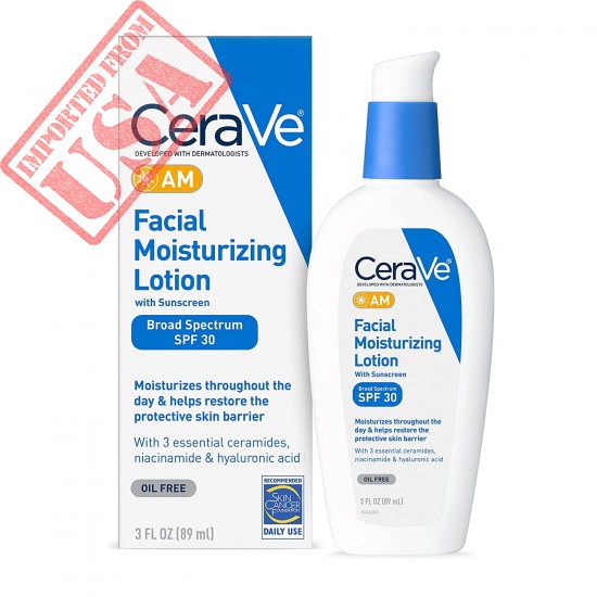 CeraVe AM Facial Moisturizing Lotion SPF 30 | Oil-Free Face Moisturizer with Sunscreen | Non-Comedogenic | 3 Ounce