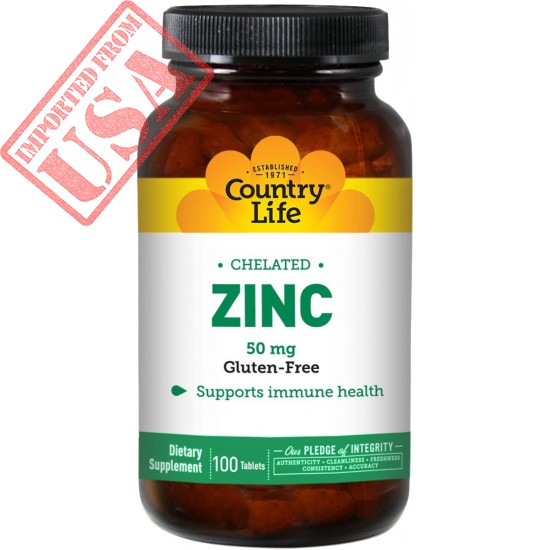 Country Life Zinc 50 mg (Amino Acid Chelate), Tablets, 100-Count