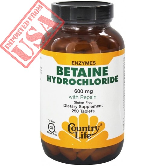 Country Life Betaine Hydrochloride with pepsin 600 mg - 100 Tablets