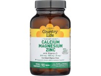 Country Life Target-Mins Calcium Magnesium Zinc w/Vitamin D 1000mg/500mg/25mg - 90 Tablets - Supports Bone & Immune
