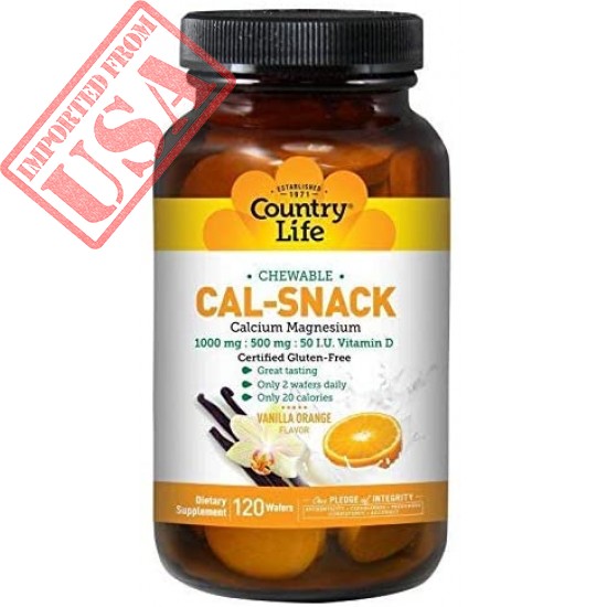 Country Life Cal-Snack Chewable Calcium with Magnesium (Milk-Free), 120-Wafer