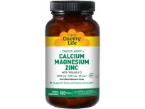 Country Life Target-Mins Calcium Magnesium Zinc w/Vitamin D 1000mg/500mg/25mg - 180 Tablets - Supports Bone & Immune