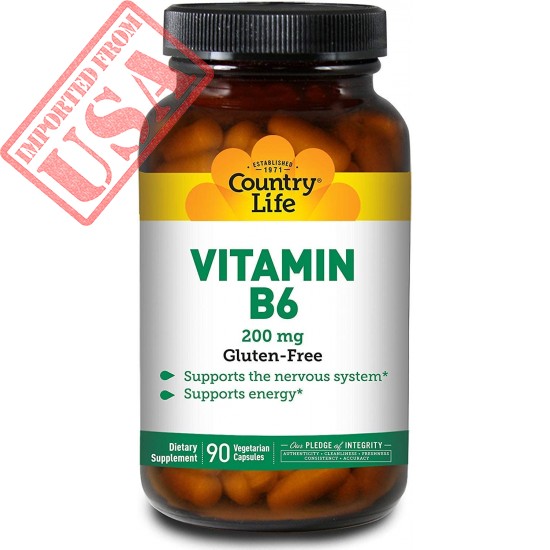 Country Life Vitamin B6-90 Vegan Capsules - Supports The Nervous System - Supports Energy