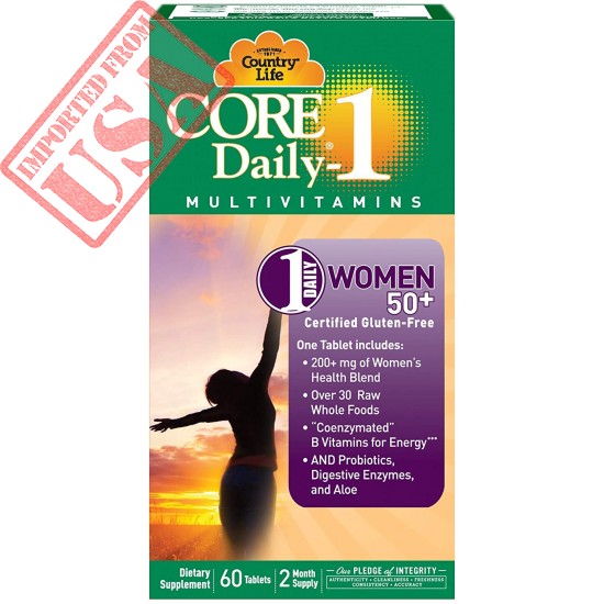 Country Life Core Daily-1 for Women 50 Plus - 60 Tablets - 200+mg of Women's Health Blend - Over 30 Raw Whole Foods