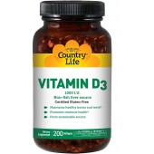 Country Life Vitamin D3 1000 IU Soft Gels, Large, 200 sg, 200 Count