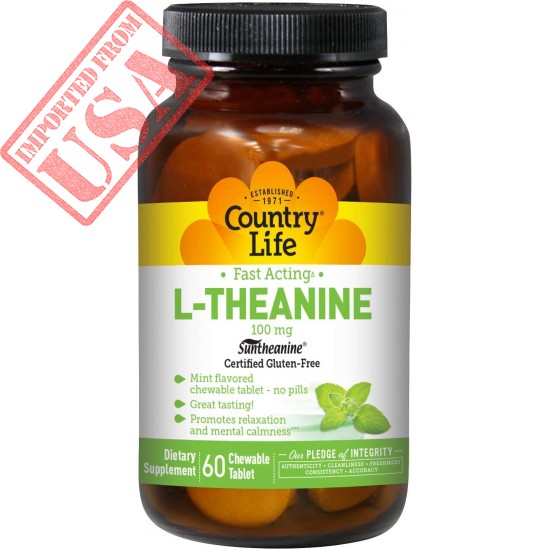 Country Life L-Theanine 100 mg - 60 Smooth Melts - Mint Flavored - Promotes Relaxation & Mental Calmness - Fast Acting