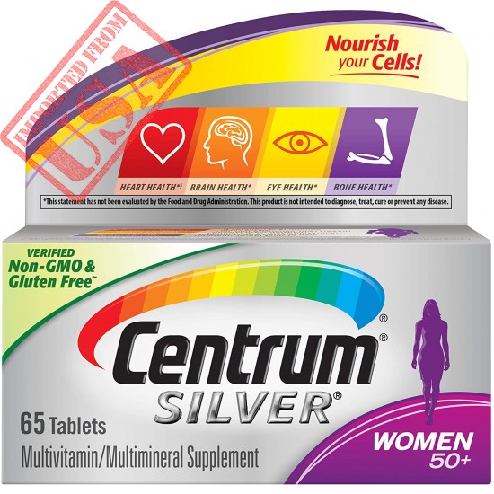 Centrum Silver Multivitamin for Women 50 Plus, Multivitamin/Multimineral Supplement with Vitamin D3, B Vitamins, Calcium and Antioxidants - 65 Count