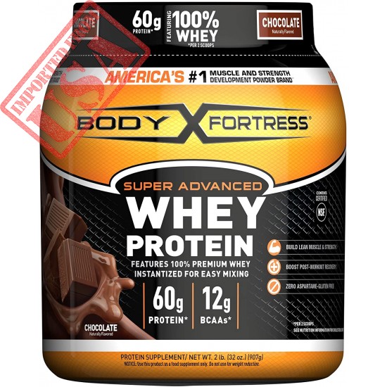 Body Fortress Super Advanced Whey Protein Powder, Gluten Free, Chocolate, 2 Pound