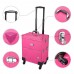 AW Pink Rolling Makeup Train Case Artist Beauty Trolley Cosmetic Organizer Box Handle Mirror 4 360-degreed Wheels