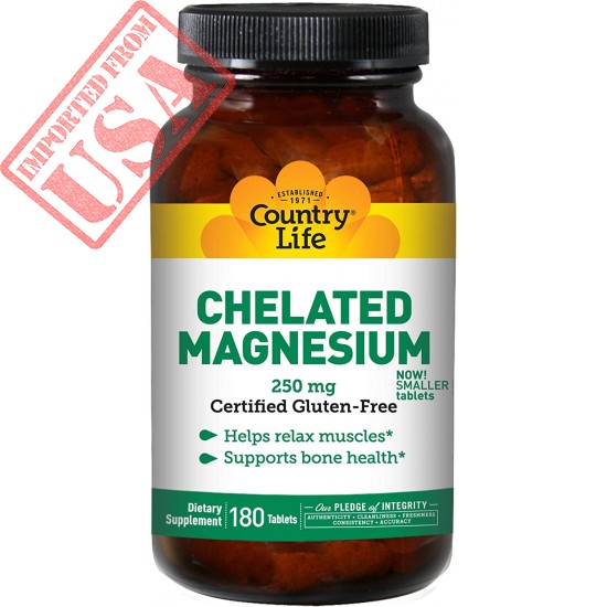 Country Life - Chelated Magnesium, 250 mg, 180 Tablets