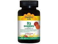 Country Life Vitamin D3 Gummy 1000 iu - 60 Gummies - Deficiency - Immune Health - Healthy Teeth and Bones - Great Taste - Great for Kids - Strawberry and Orange