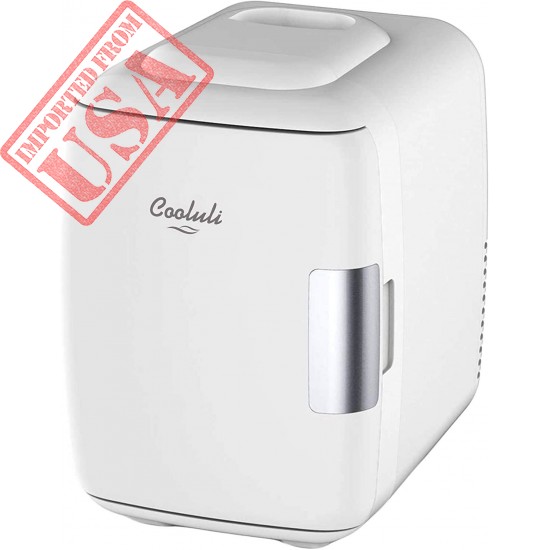 Cooluli Skincare Mini Fridge for Bedroom - Car, Office Desk & Dorm Room - Portable 4L/6 Can Electric Plug In Cooler & Warmer for Food, Drinks, Beauty & Makeup - 12v AC/DC & Exclusive USB Option, White