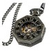 Carrie Hughes Steampunk Vintage Gold Tone Octagon Skeleton Mechanical Pocket Watch with Chain Christmas Gifts CHPW02