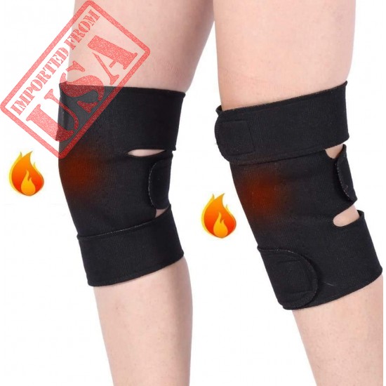 Self-Heating Knee Support, 1 Pair Cold-Proof Adjustable Tourmaline Magnetic Therapy Pad Arthritis Brace Protective Belt with Basic Open Patella Stabilizer