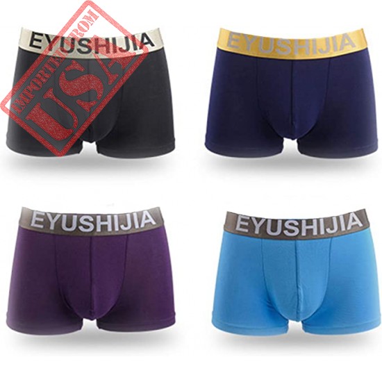 Eyushijia Men's 4 Pack Comfortable Bamboo Fiber Boxer Briefs