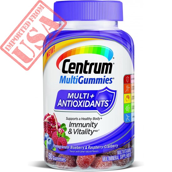 Centrum MultiGummies Multi+Antioxidants Immunity & Vitality Pomegranate-Blueberry & Raspberry-Cranberry Multivitamin/Multimineral Supplement 90 ct Bottle