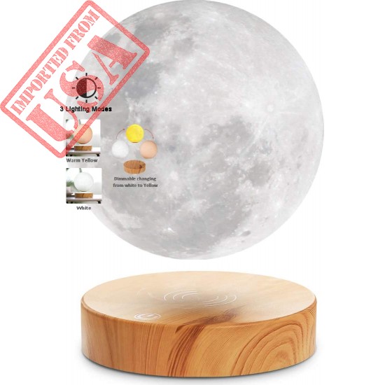 VGAzer Levitating Moon Lamp,Floating and Spinning in Air Freely with 3D Printing LED Moon Lamp Has 3 Colors Modes(YE,WH,Change from WH to YE) for Unique Gifts,Room Decor,Night Light,Office Desk Toys