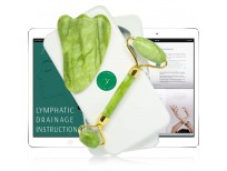 Jade Roller and Gua Sha Set w/Fridge Case - 100% Natural Jade Stone Roller & Gua Sha - Video Tutorial & Ebook Included - Real Jade Roller for Face