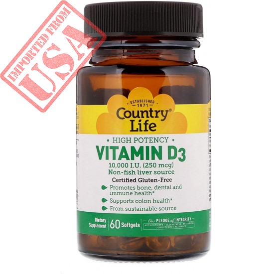 Vitamin D3 10000 IU Country Life 60 Softgel