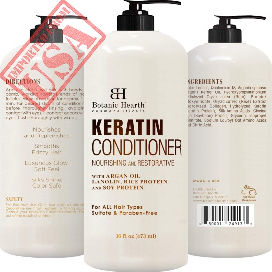 Keratin Conditioner with Argan Oil by Botanic Hearth - Natural Sulfate Free Keratin Hair Treatment for Normal, Dry or Damaged Hair - All Hair Types, Women and Men, Color Treated Hair - 16 fl oz