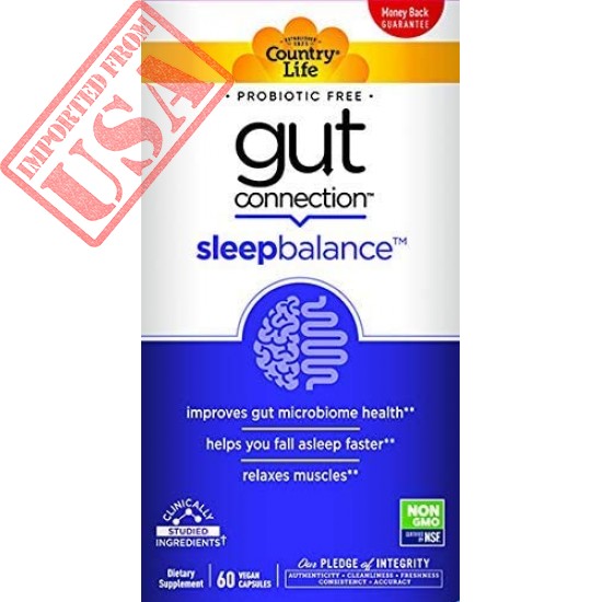 Country Life Gut Connection - Sleep Balance - 60 ct - May Improves Gut Microbiome Health - Relaxes Muscles - Promotes Mental Calmness - EpiCor