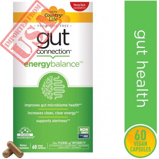 Country Life Gut Connection - Energy Balance - 60 ct - Help Improve Microbiome Health - Increases Clean Clear Energy - Supports Alertness