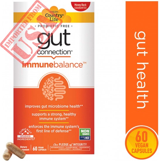 Country Life Gut Connection Immune Balance - Probiotic-Free - Promotes Improved Gut Microbiome Health & Gut-Brain Balance - Supports Strong Healthy Immune System - Gluten-Free, Vegan - 60 Vegan Caps