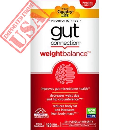 Country Life Gut Connection - 120 ct - Weight Balance - Help Improve Microbiome Health - Encourages Smaller Waist Size - May Reduce Body Fat & Increase Body Mass - EpiCor