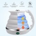 Travel Electric Kettle, ShineMe Food Grade Silicone Foldable Portable Water Kettle with Cup and Universal Adaptor, Dual Voltage 110-220V, Detachable Power Cord, 555ML (White)
