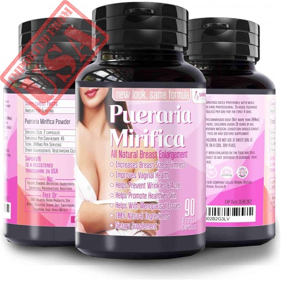 Natural Pueraria Mirifica Capsules 2000mg Daily - Breast Enhancement Pills for Women - Breast Growth Pills, Breast Firming, Vaginal Health, Menopause Relief, Skin and Hair Health 90 Veggie Capsules