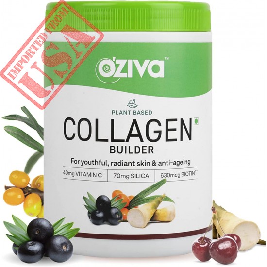 OZiva Plant Based Collagen Builder with Biotin & Silica, Acai Berry, Bamboo Shoot, Sea Buckthorn for Anti Aging Beauty, 0.55 lbs, 100% Natural & Vegan Friendly (250 g)