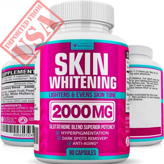Glutathione Skin Whitening Pills - Vegan Skin Bleaching Pills for Dark Spots, Acne & Scar Removal - Made in USA - Natural Glutathione Supplement with Anti-Aging Properties