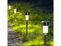 GIGALUMI Solar Pathway Lights 12 Pack, Stainless Steel IP44 Waterproof Auto On/Off Outdoor LED Pathway Landscape Solar Lights for Garden, Yard, Patio, Path and Walkway. (Cold White)…