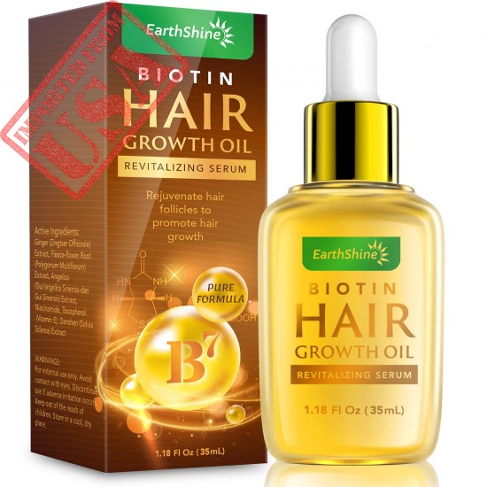 Hair Growth Serum - Biotin Hair Regrowth Oil Prevent Hair Loss and Natural Serum for Thicker, Stronger, Longer Hair Men and Women 1.18 Oz (35 mL)