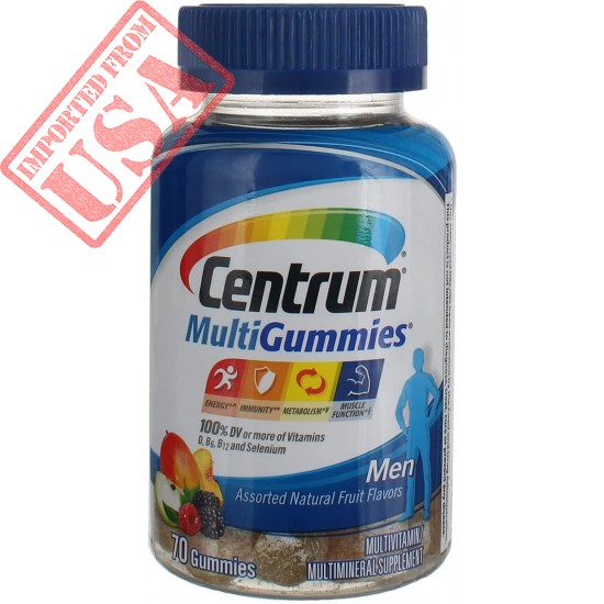 Centrum MultiGummies Gummy Multivitamin for Men, Multivitamin/Multimineral Supplement with Selenium, Antioxidants and Vitamin D3, Assorted Fruit Flavor - 70 Count Pack of 3 = 210 Count