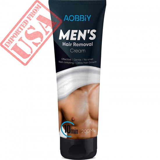 AOBBIY Hair Removal Cream - Fast and Effective Depilatory Cream - Smell-Free Hair Removal Cream for Men - 200 ml Quality Body Hair Depilatory Cream for Men - Works on All Skin Types - No Irritation…