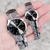 2019 quartz stainless steel table stainless steel chain black color wrist couple watch black